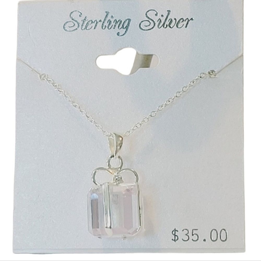 Sterling Silver Crystal Gift Necklace 18"